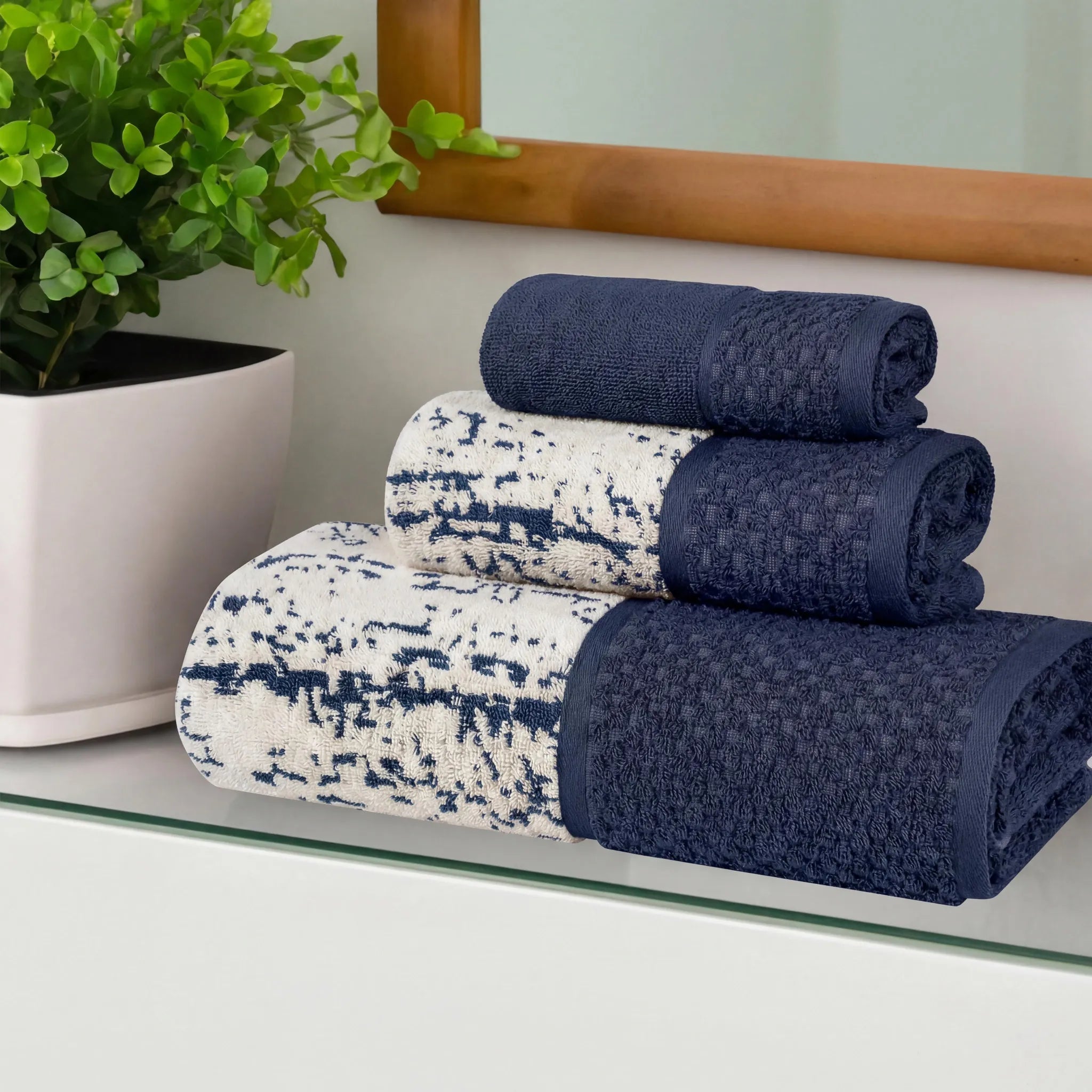 Lodi Cotton 3-Piece Bathroom Towel Set – Absorbent Mid-Weight Solids & Patterns