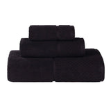 Lodi Cotton 3-Piece Towel Set – Absorbent Mid-Weight Solid Bathroom Towels with Textured Border