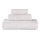 Lodi Cotton 3-Piece Towel Set – Absorbent Mid-Weight Solid Bathroom Towels with Textured Border