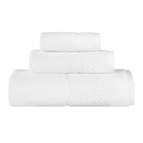 Lodi Cotton 3-Piece Towel Set – Absorbent Mid-Weight Solid Bathroom Towels with Textured Border