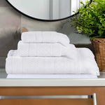 Rolla Cotton Geometric Jacquard Plush Soft Absorbent 3 Piece Towel Set - Towel Set by Superior Brand