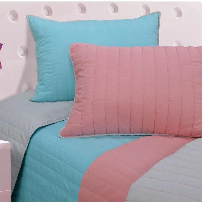 Brandon Cotton Embroidered Solid Reversible Striped Quilt Set - Quilt Set by Superior Brand