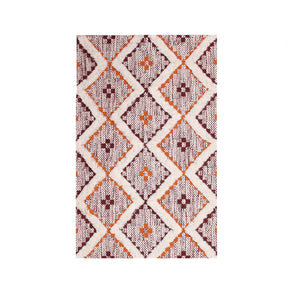 Superior Indoor Area Rug Collection Geometric Design with Cotton-Latex Backing -  Apricot-Brick Red