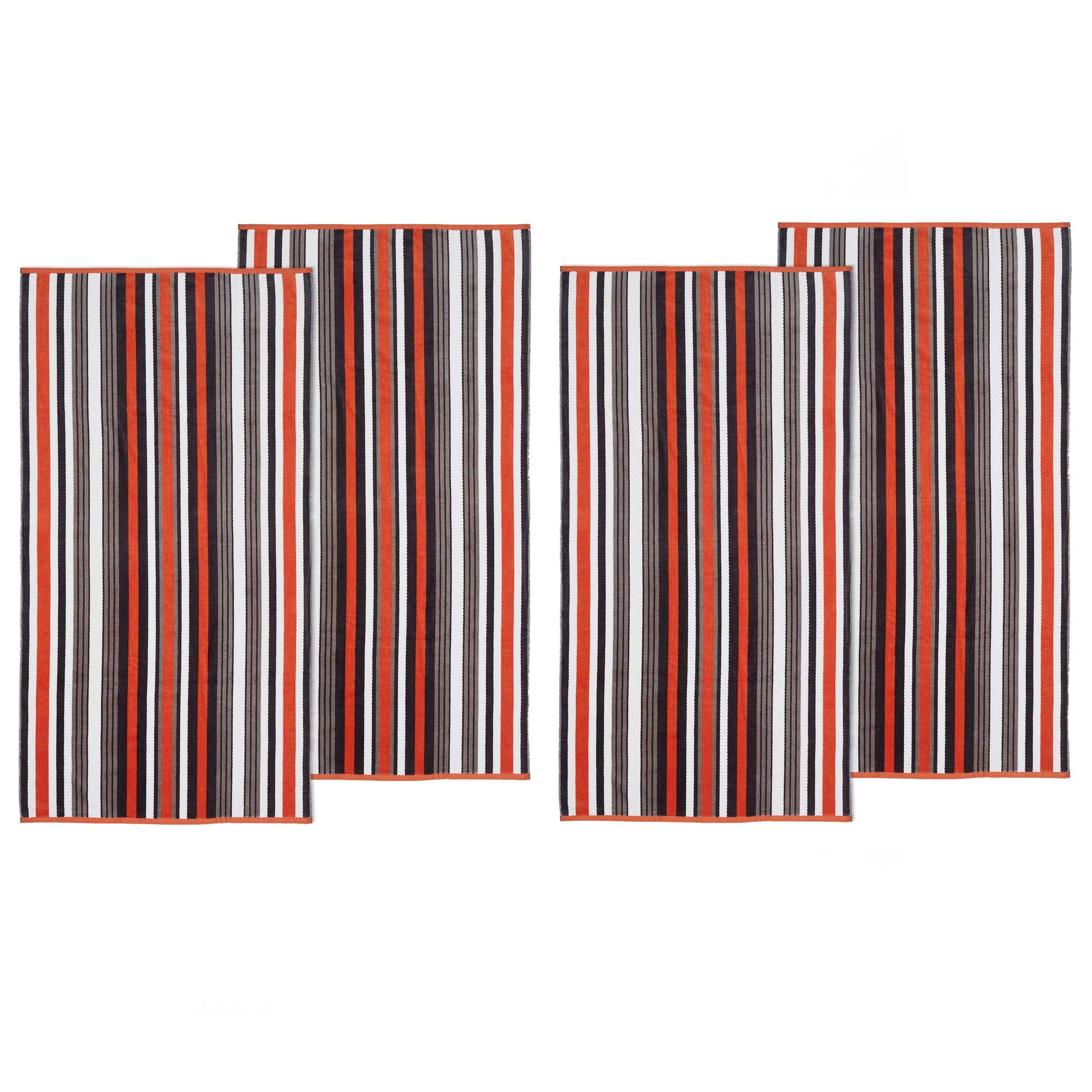 4 Piece Cotton Rope Textured Striped Oversized Beach Towel Set - Beach Towel by Superior