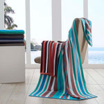 4 Piece Cotton Rope Textured Striped Oversized Beach Towel Set - Beach Towel by Superior