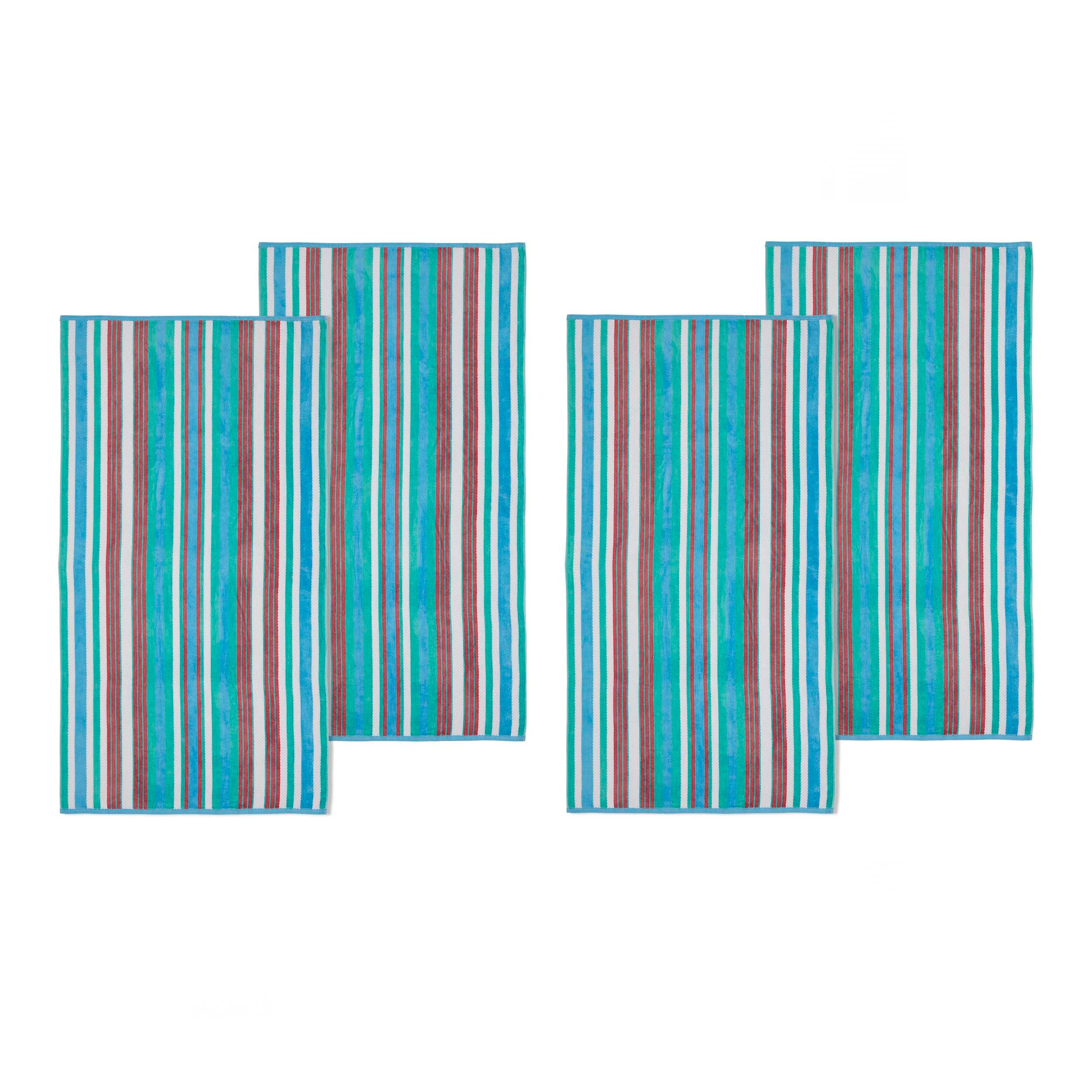 4 Piece Cotton Rope Textured Striped Oversized Beach Towel Set - Beach Towel by Superior