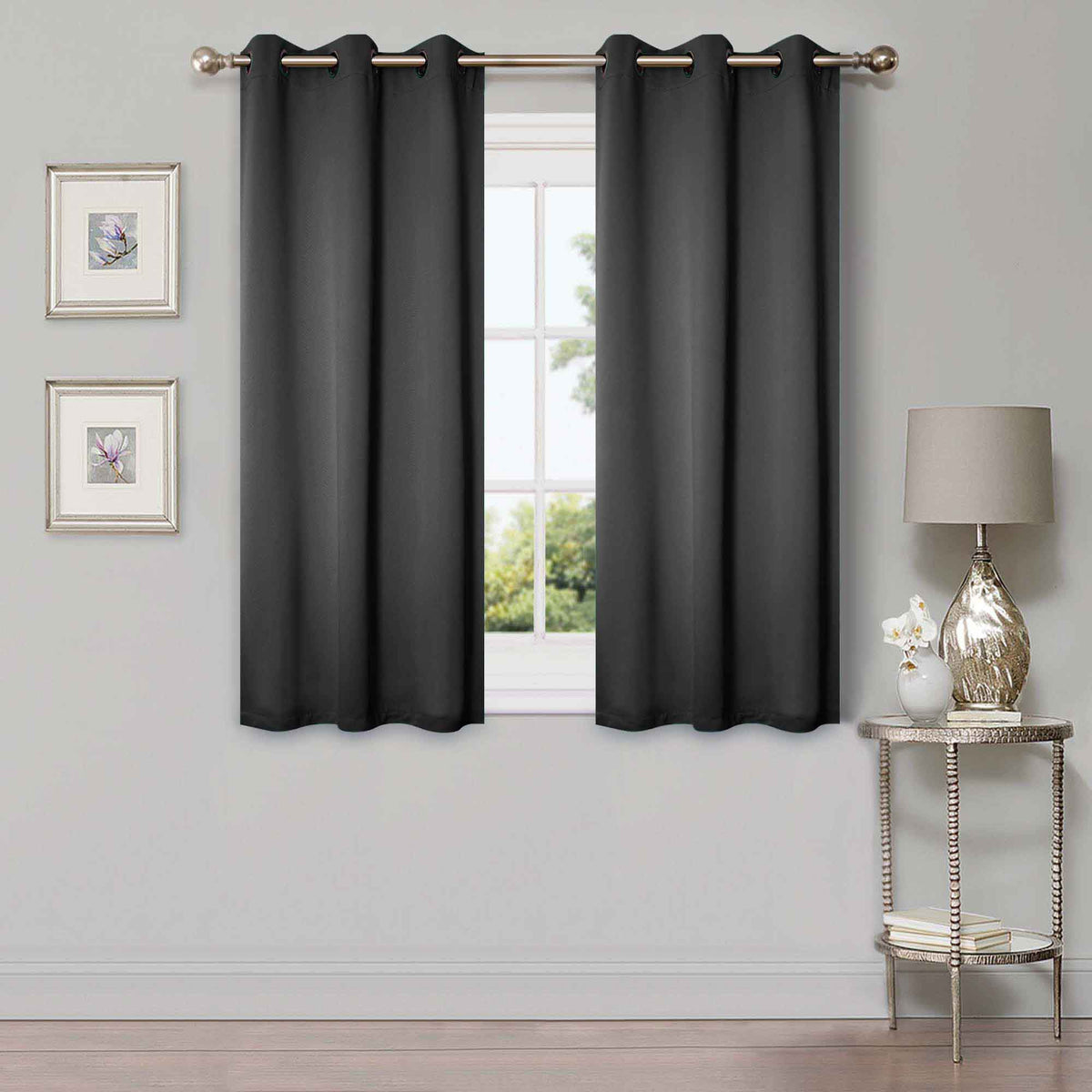 Solid Machine Washable Room Darkening Blackout Curtains - Grey