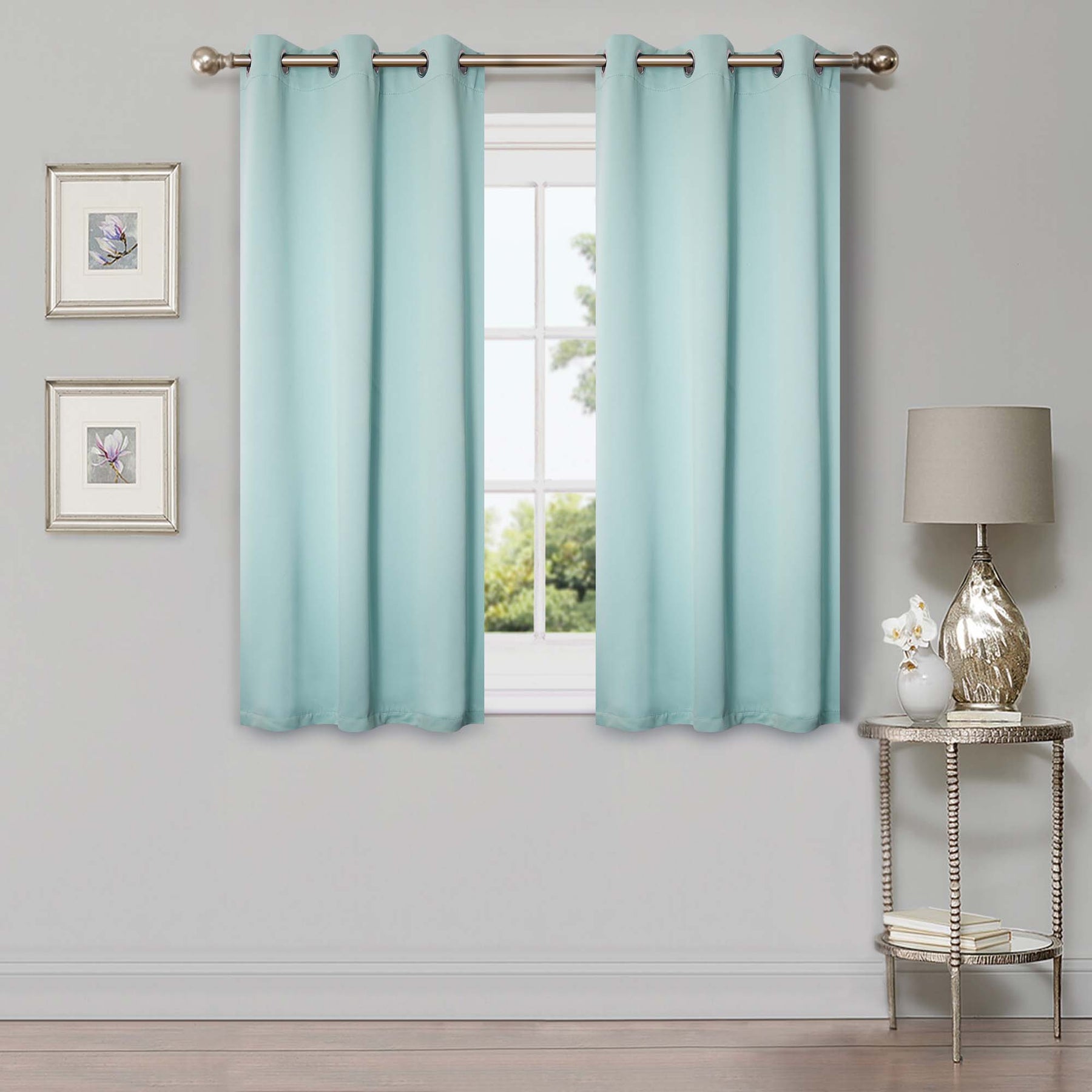 Solid Machine Washable Room Darkening Blackout Curtains - Green Lily