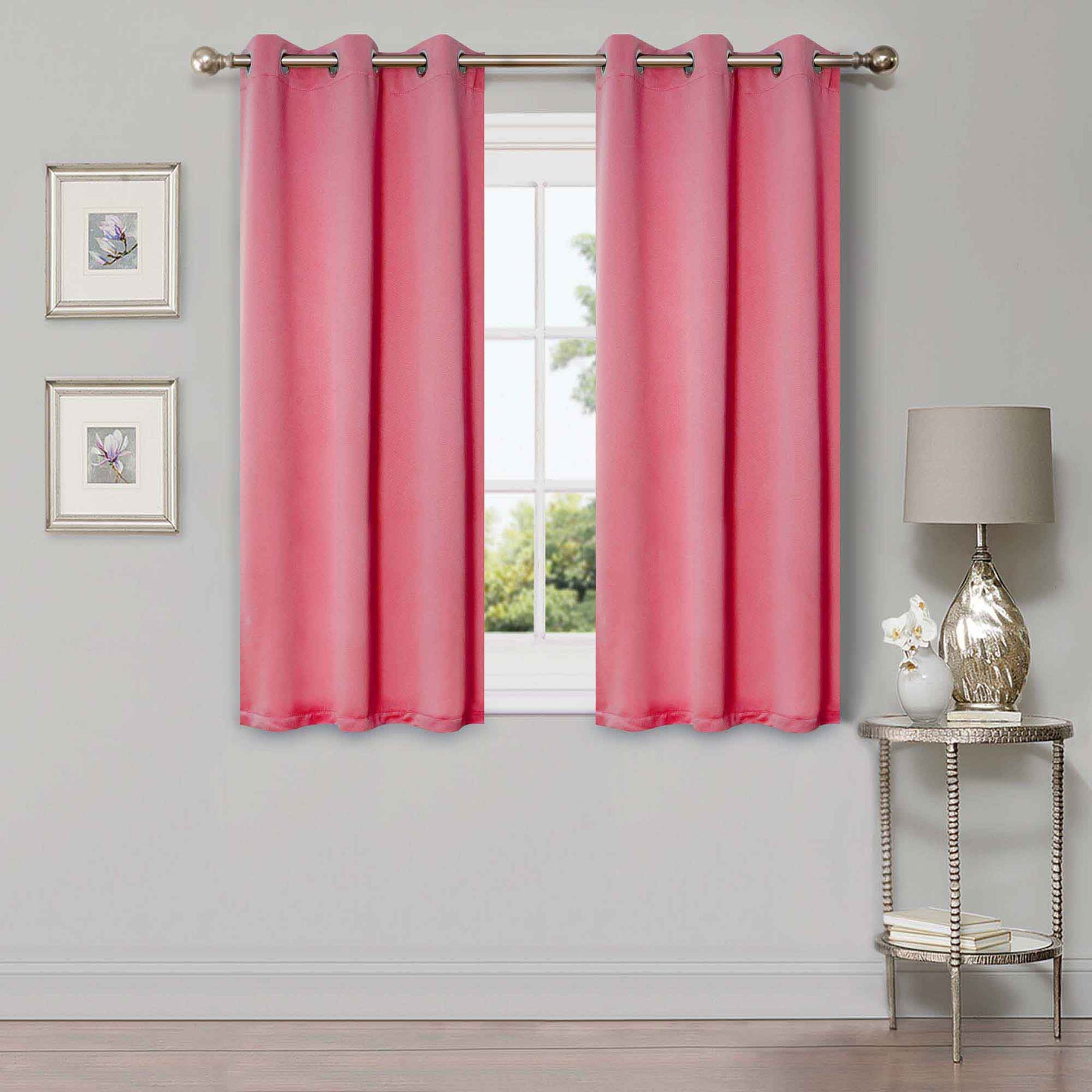 Solid Machine Washable Room Darkening Blackout Curtains - Pink