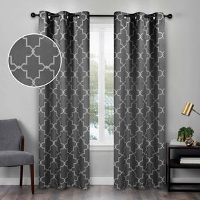 Superior Imperial Trellis Blackout Curtain Set of 2 Panels - Charcoal