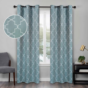 Superior Imperial Trellis Blackout Curtain Set of 2 Panels - Teal