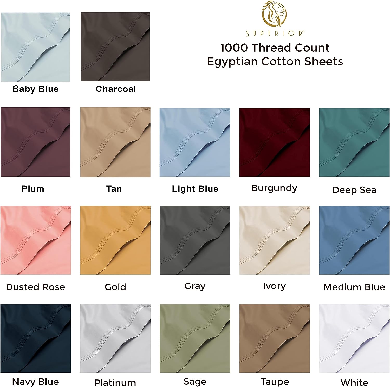 Superior Egyptian Cotton 1000 Thread Count Extra Deep Pocket Solid Sheet Set 