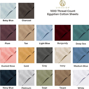 Superior Egyptian Cotton 1000 Thread Count Extra Deep Pocket Solid Sheet Set - Baby Blue