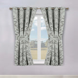 Blackout Window Curtains Leaves Pattern Room Darkening Set of 2