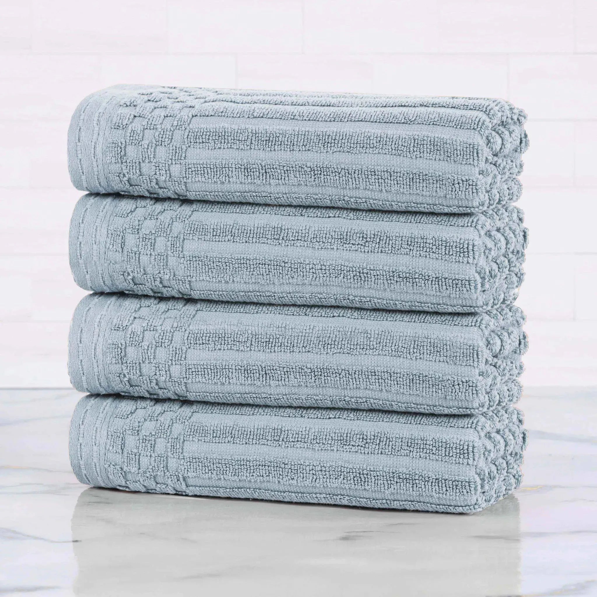 Soho Ribbed Cotton Super Absorbent 4 Piece Hand Towel Set - Hand Towel Set by Superior Brand