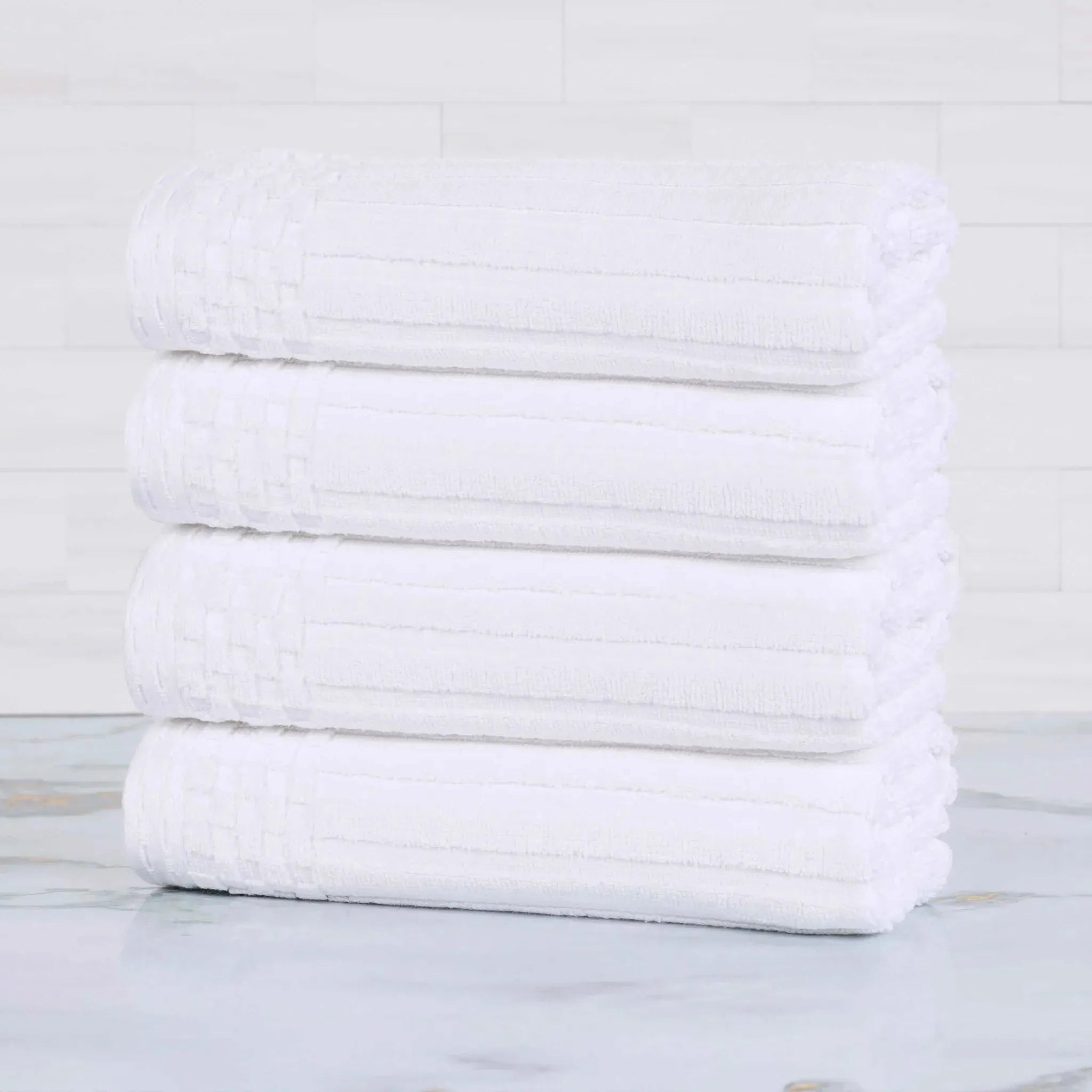 Soho Ribbed Cotton Super Absorbent 4 Piece Hand Towel Set - Hand Towel Set by Superior Brand
