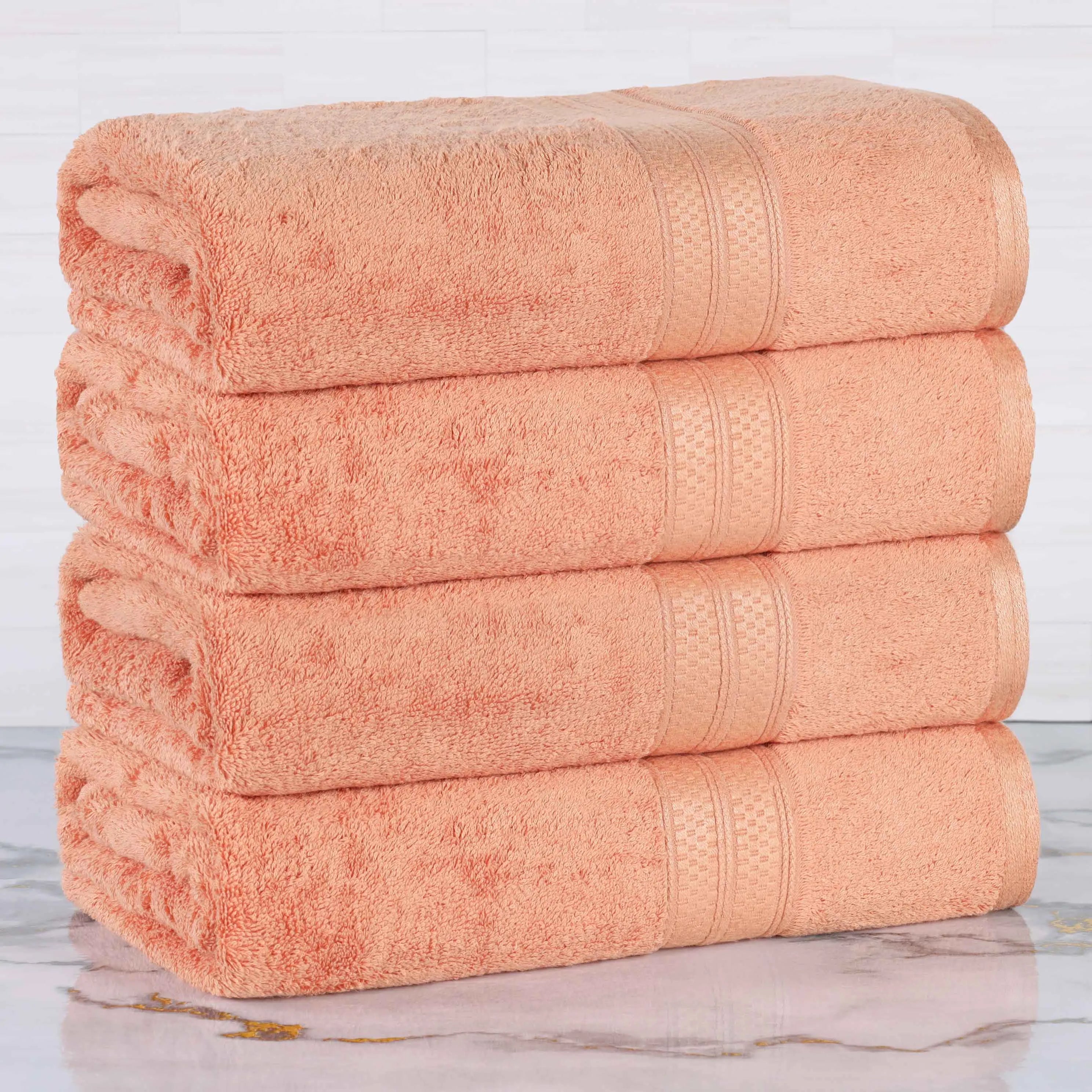 Rayon from Bamboo Cotton Blend Bath Towel Set of 4 - Bath Towel by Superior Brand