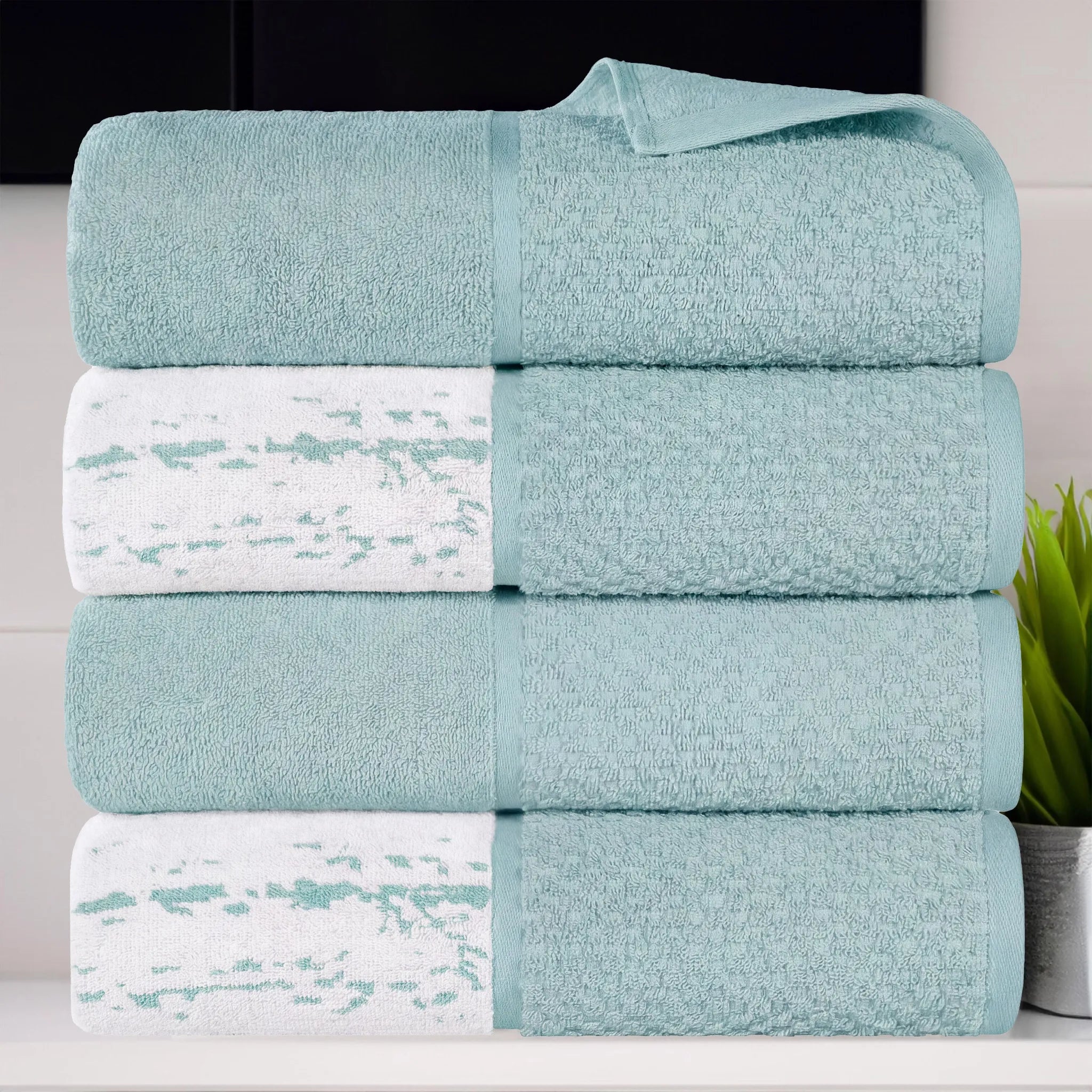 Lodi Cotton 4-Piece Bath Towel Set – Absorbent Mid-Weight Solids & Patterns