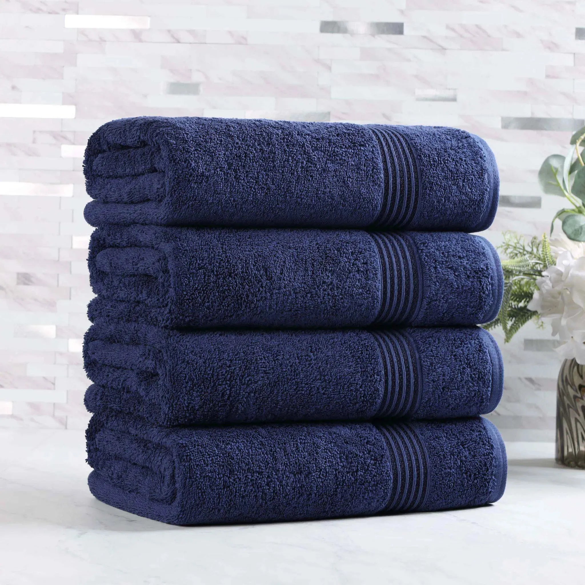 Egyptian Cotton Plush Absorbent Luxury Bath Towel Set of 4 - Egyptian Cotton Bath Towel by Superior Brand