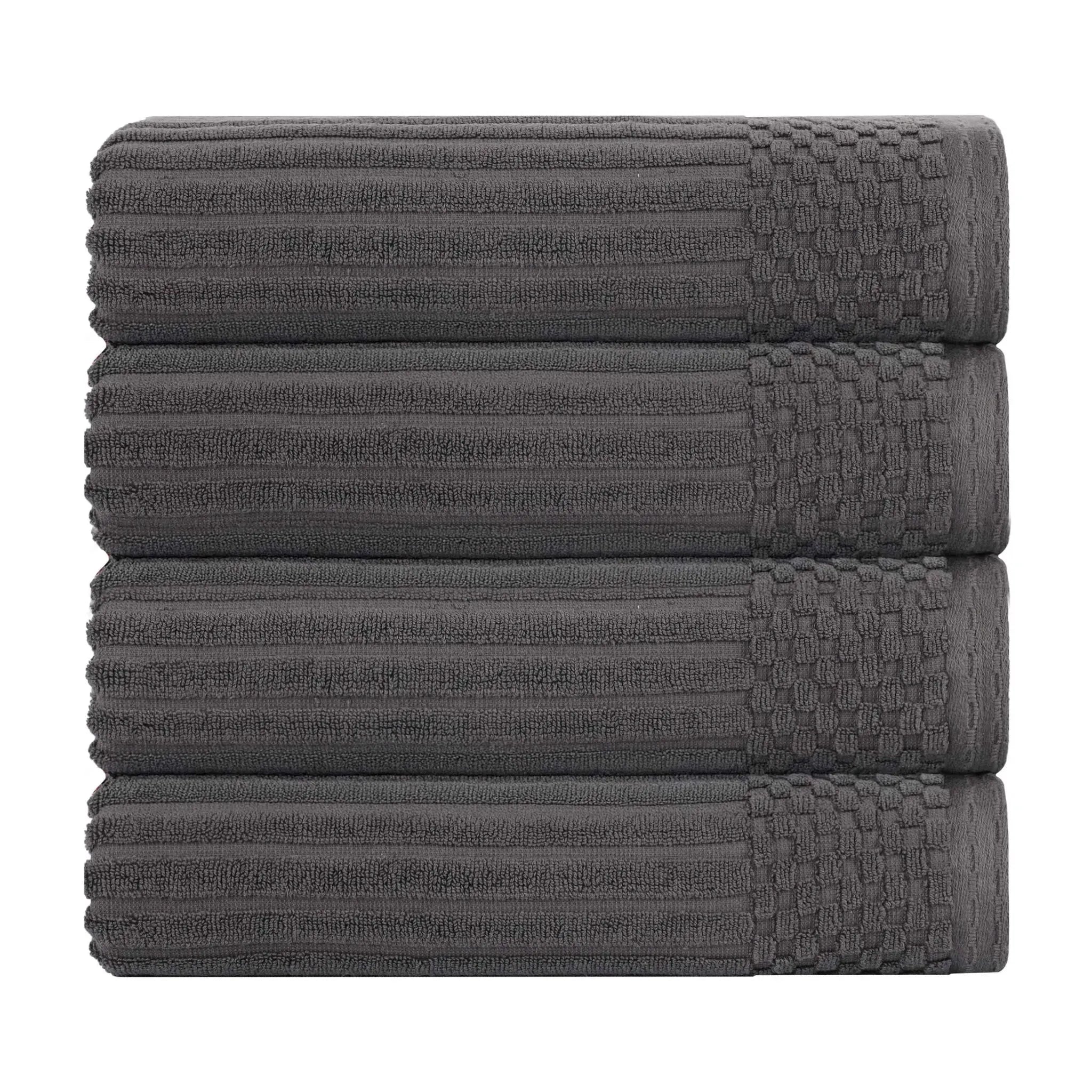 Soho Ribbed Cotton Absorbent Bath Towel Set of 4 - Bath Towel by Superior Brand