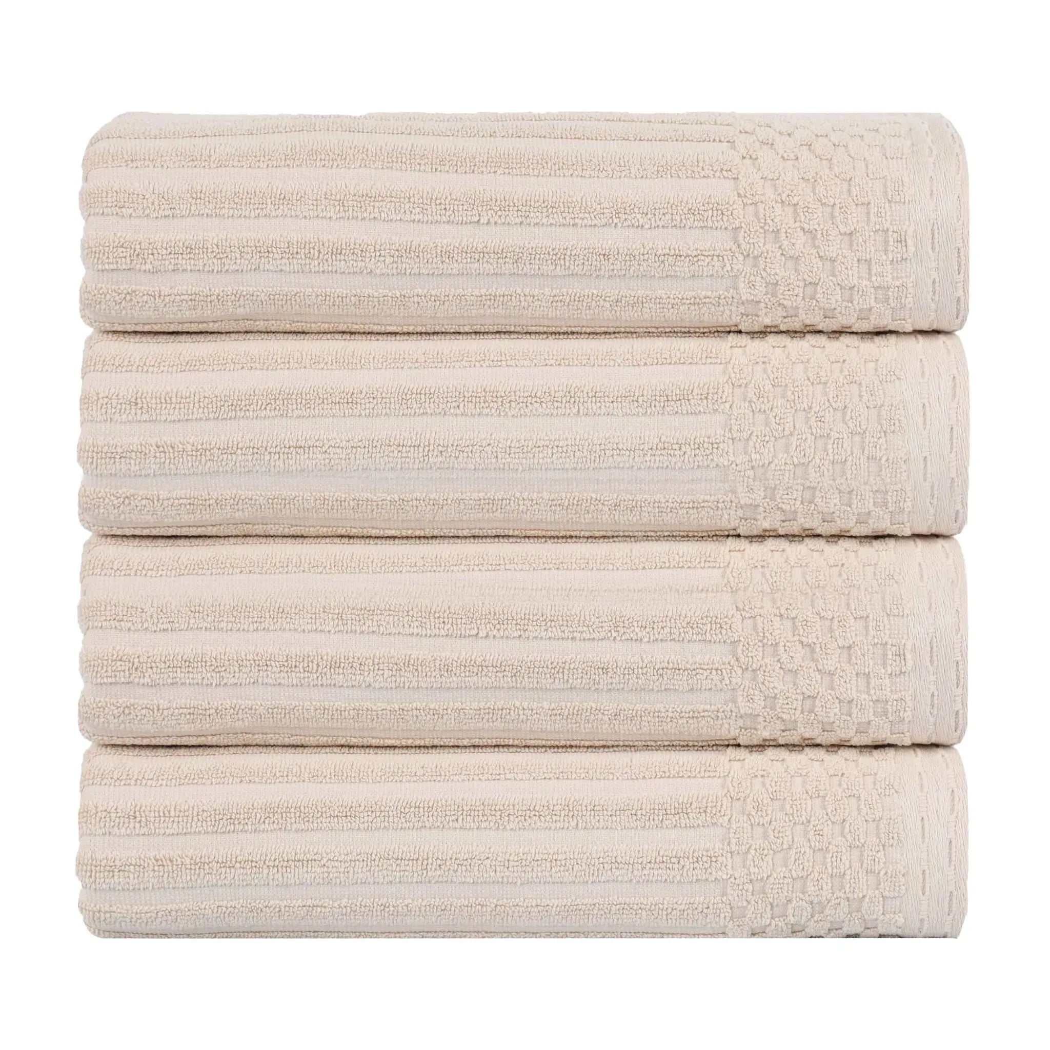 Soho Ribbed Cotton Absorbent Bath Towel Set of 4 - Bath Towel by Superior Brand