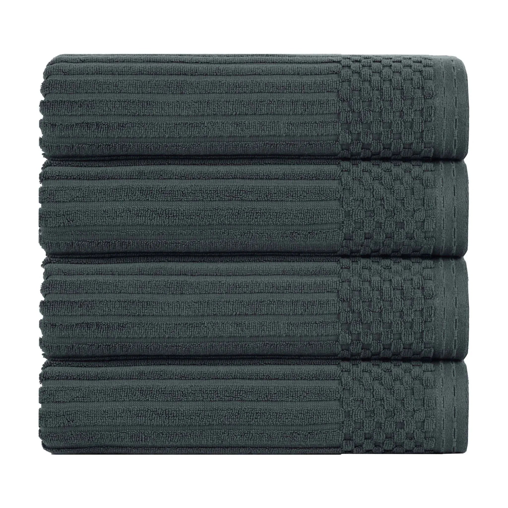 Soho Ribbed Cotton Absorbent Bath Towel Set of 4 - Bath Towel by Superior Brand