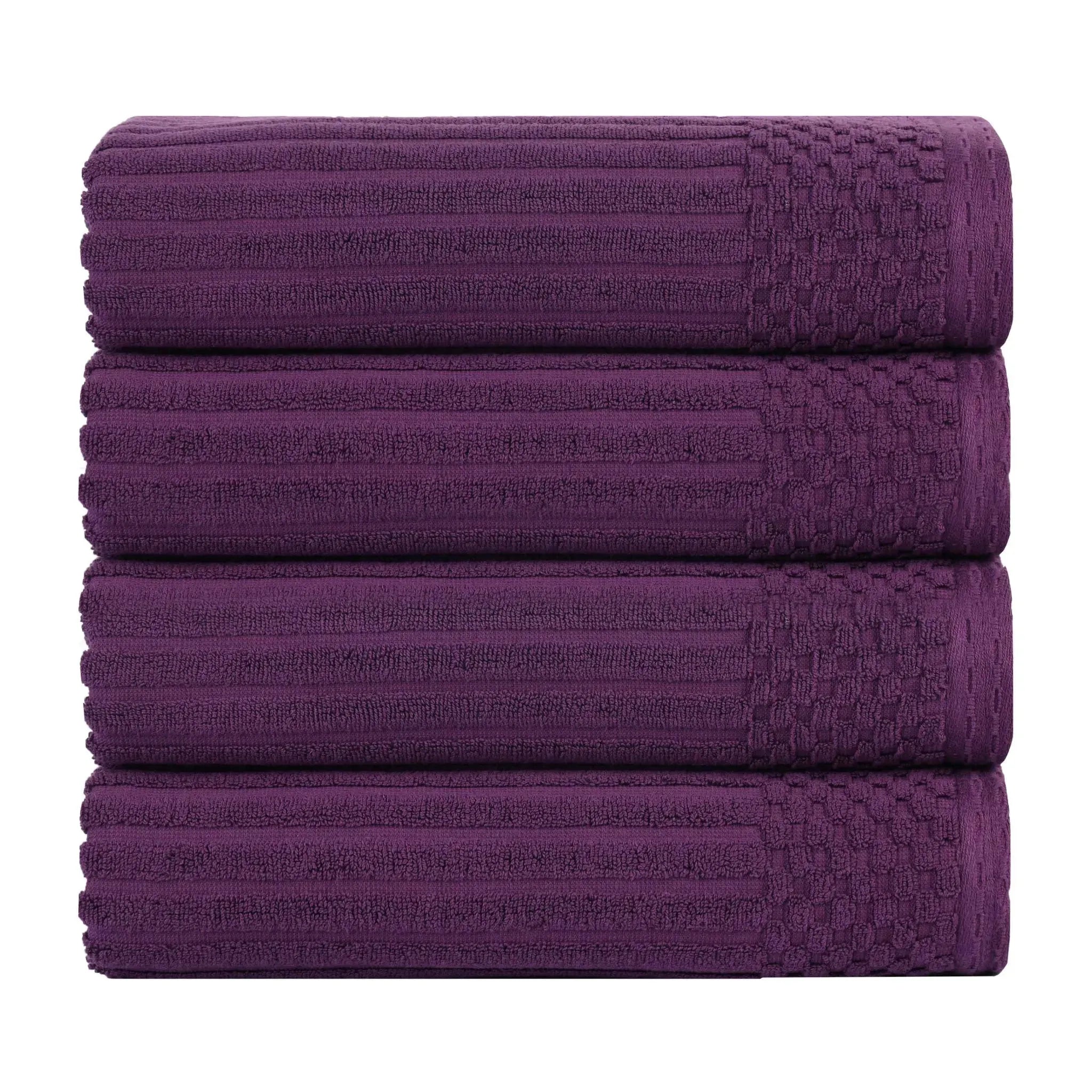 Soho Ribbed Cotton Absorbent Bath Towel Set of 4 - Bath Towel by Superior Brand