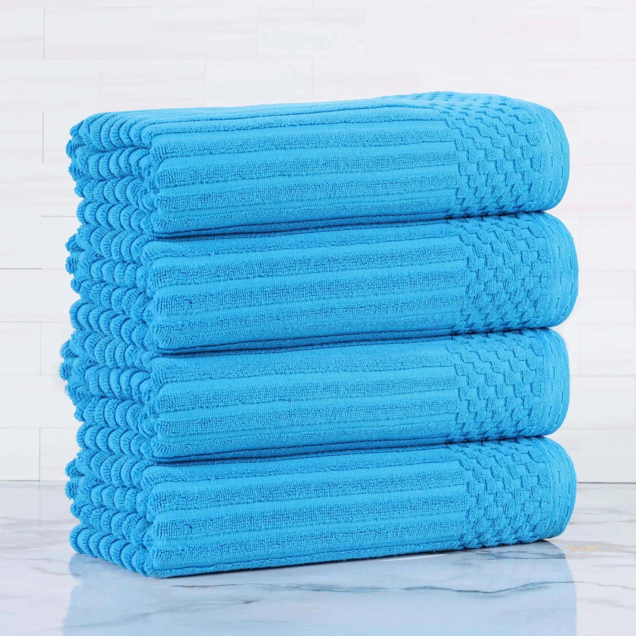 Ribbed Cotton Absorbent Bath Towel Set of 4 - Bath Towel by Superior Brand