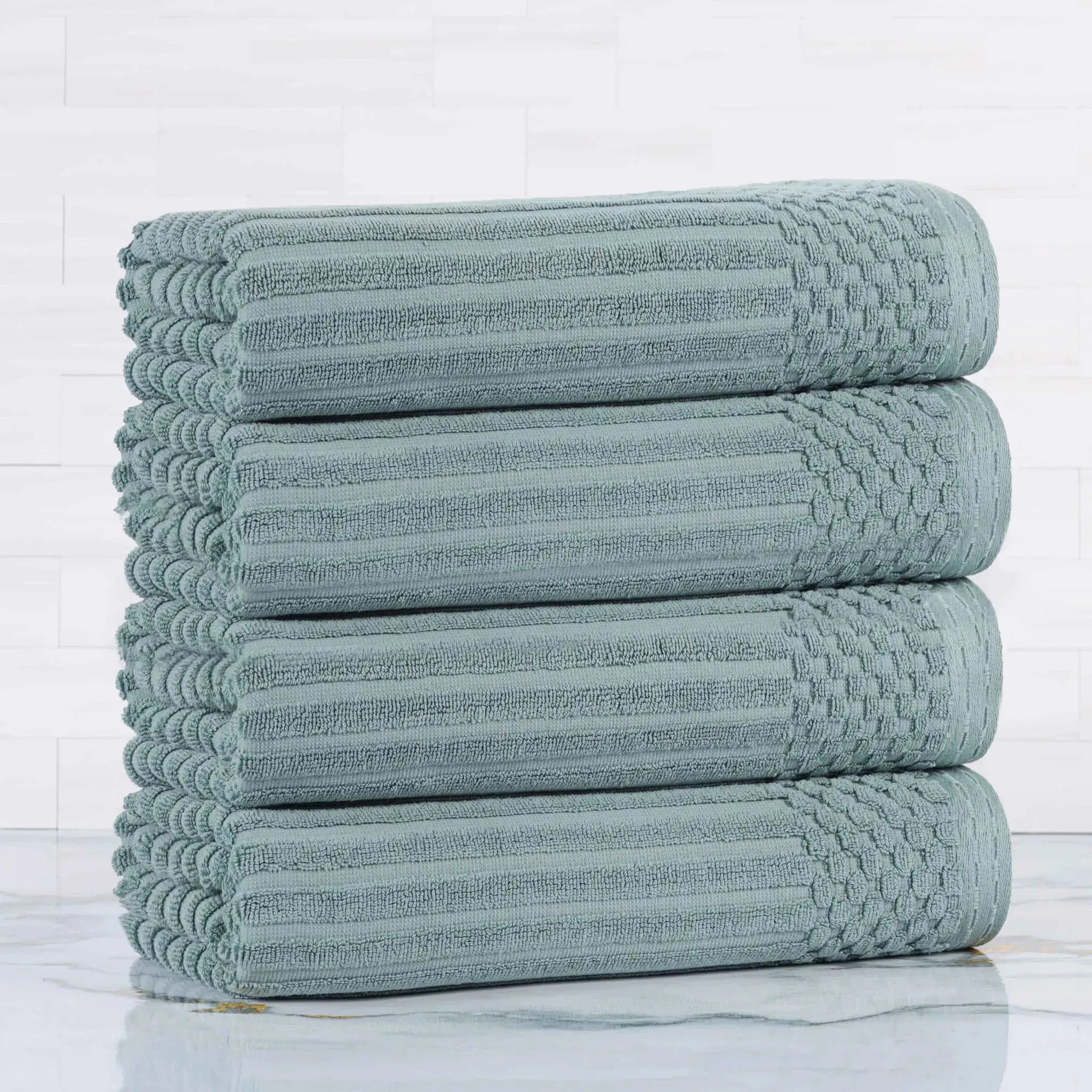 Soho Ribbed Cotton Absorbent Bath Towel Set of 4 - Bath Towel by Superior Brand