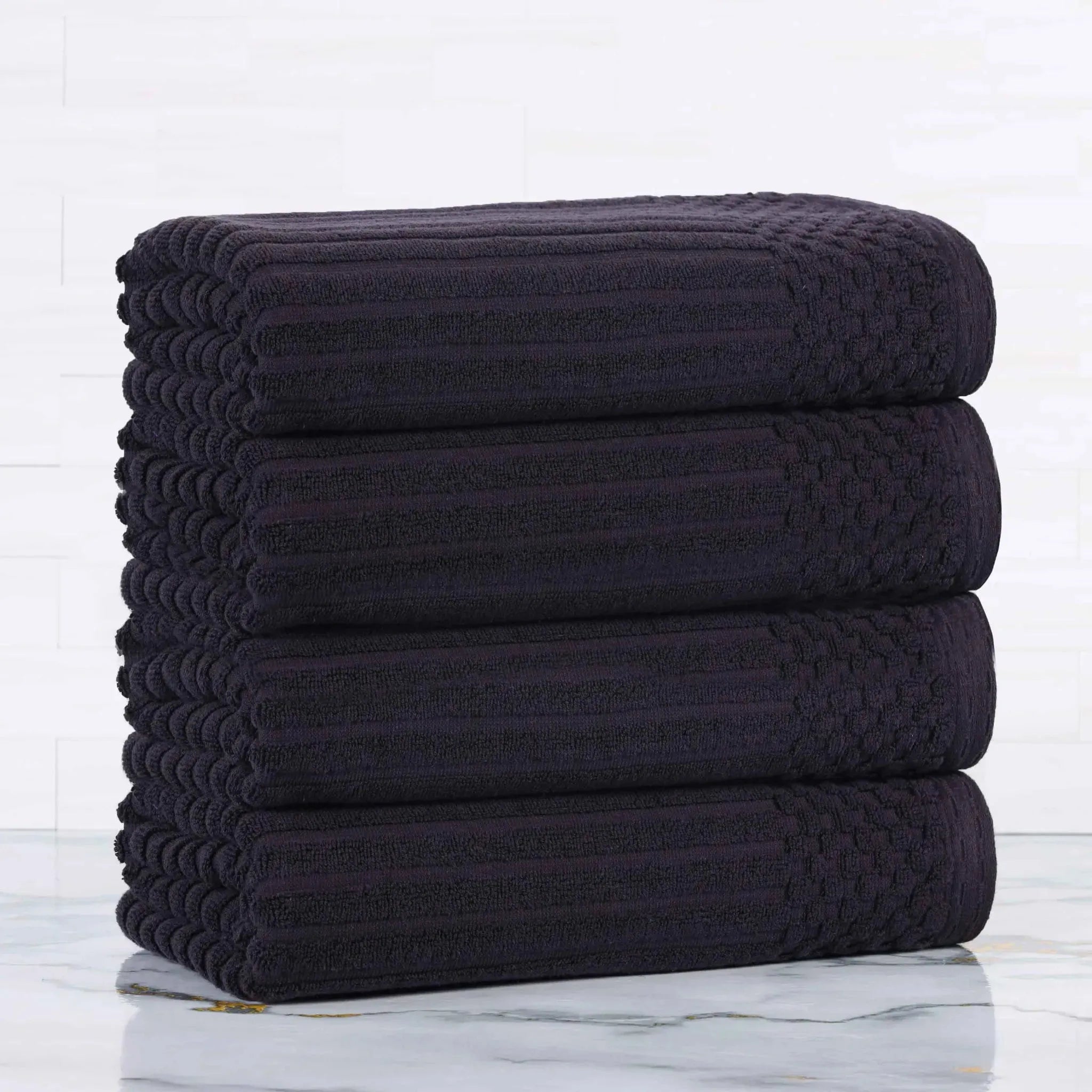 Ribbed Cotton Absorbent Bath Towel Set of 4 - Bath Towel by Superior Brand