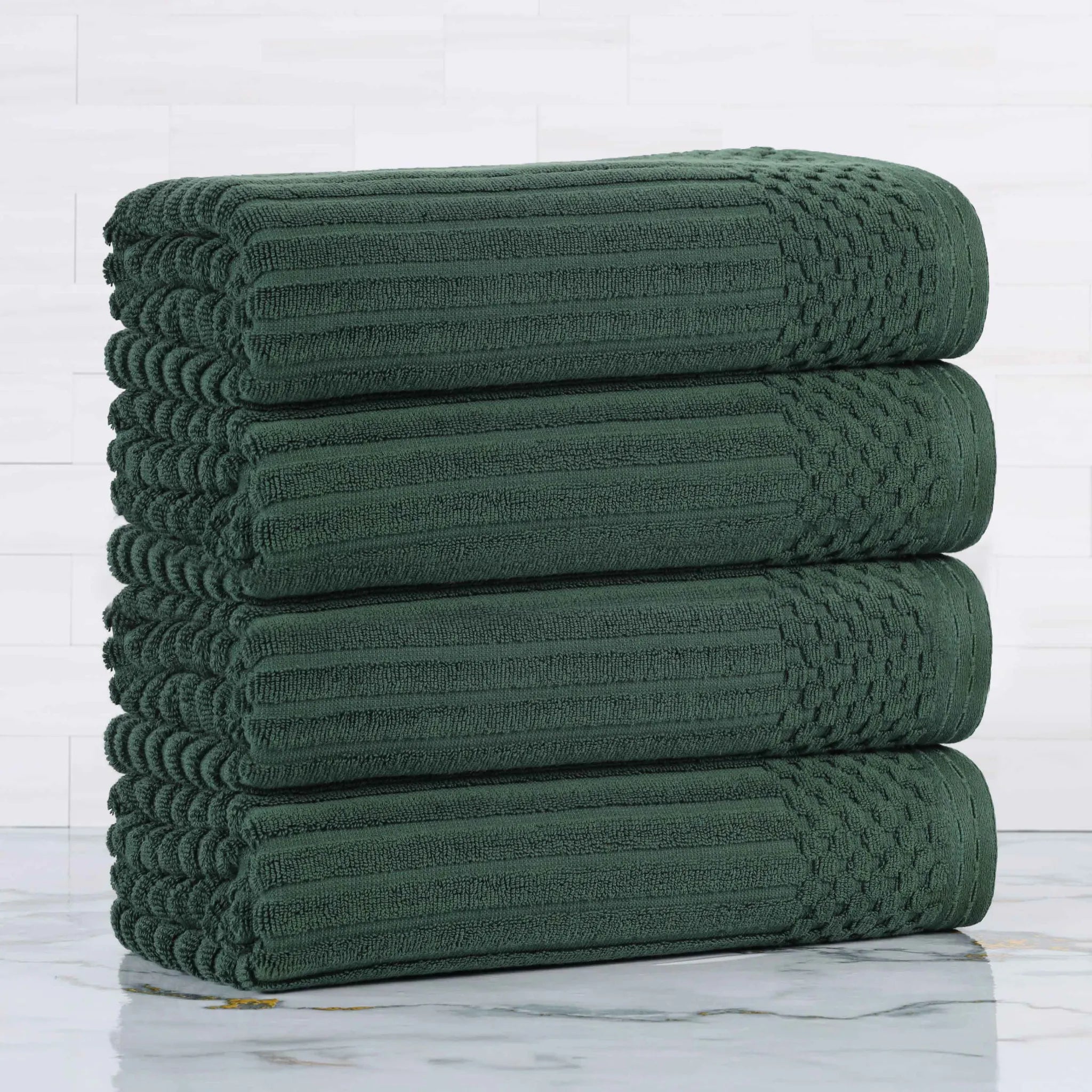 Ribbed Cotton Absorbent Bath Towel Set of 4 - Bath Towel by Superior Brand
