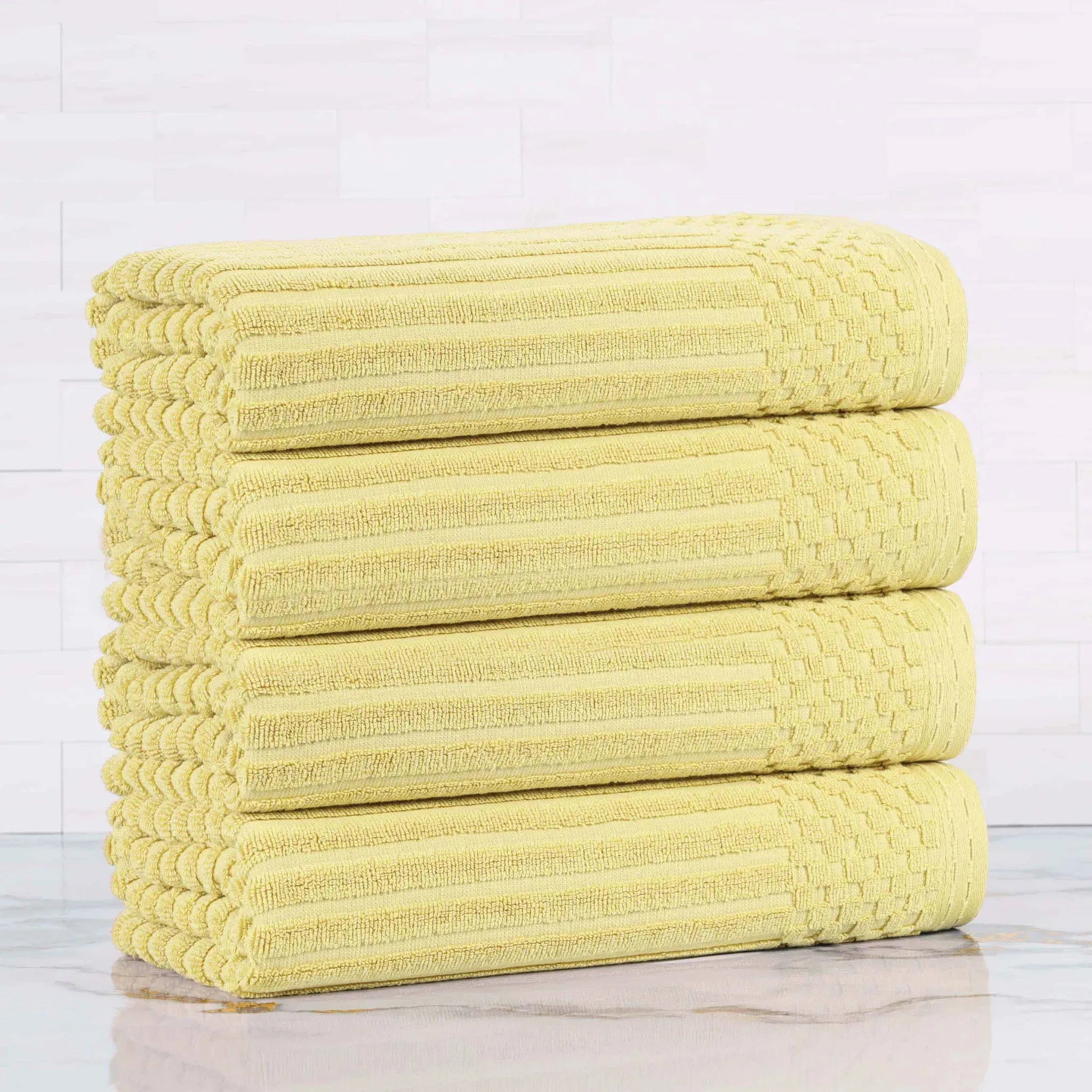 Ribbed Cotton Absorbent Bath Towel Set of 4 - Bath Towel by Superior Brand