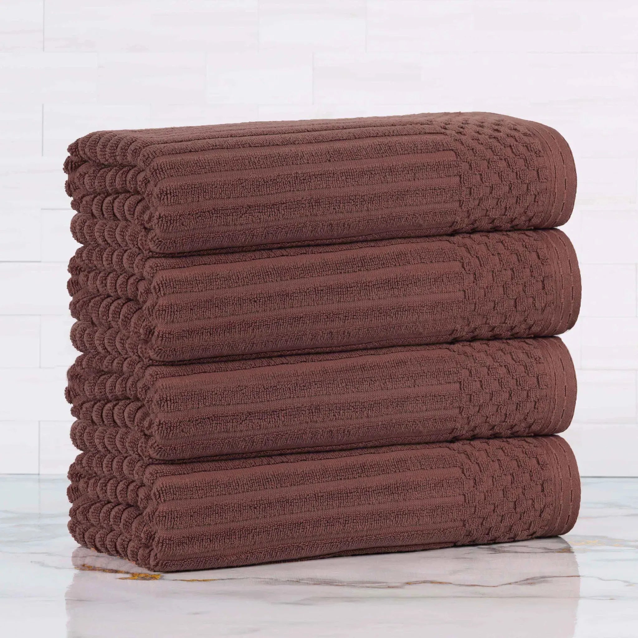 Soho Ribbed Cotton Absorbent Bath Towel Set of 4 - Bath Towel by Superior Brand