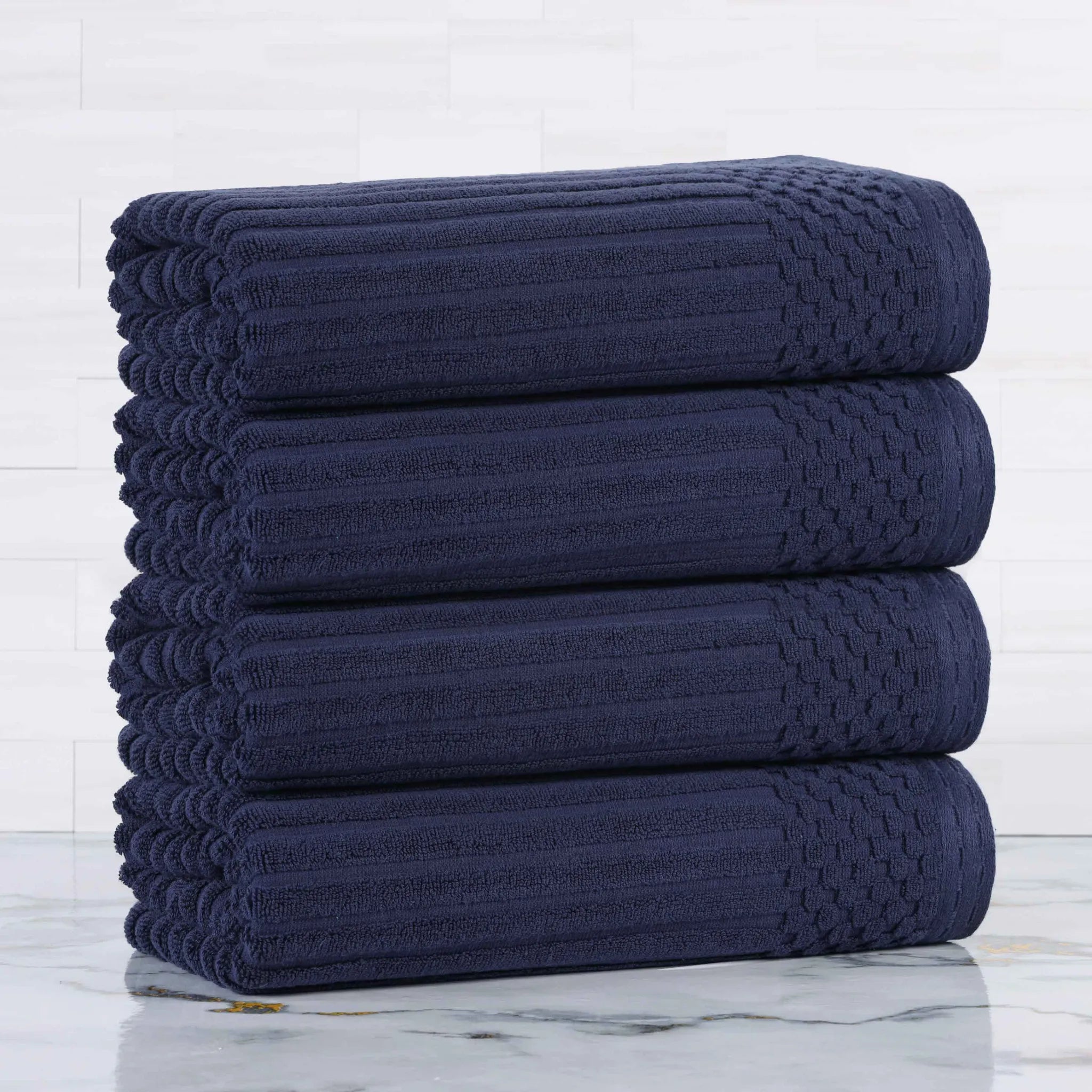 Ribbed Cotton Absorbent Bath Towel Set of 4 - Bath Towel by Superior Brand