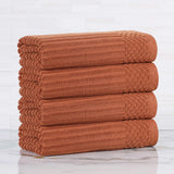Soho Ribbed Cotton Absorbent Bath Towel Set of 4
