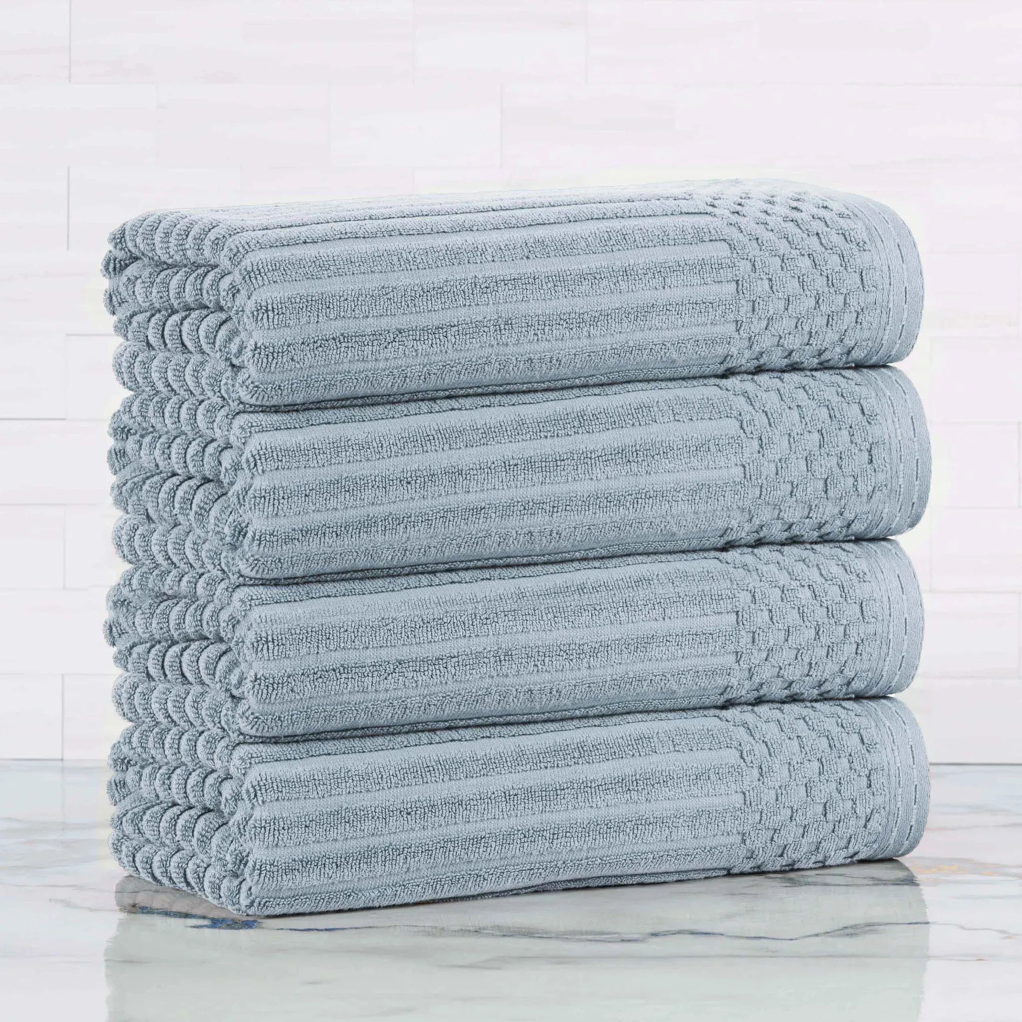 Soho Ribbed Cotton Absorbent Bath Towel Set of 4 - Bath Towel by Superior Brand
