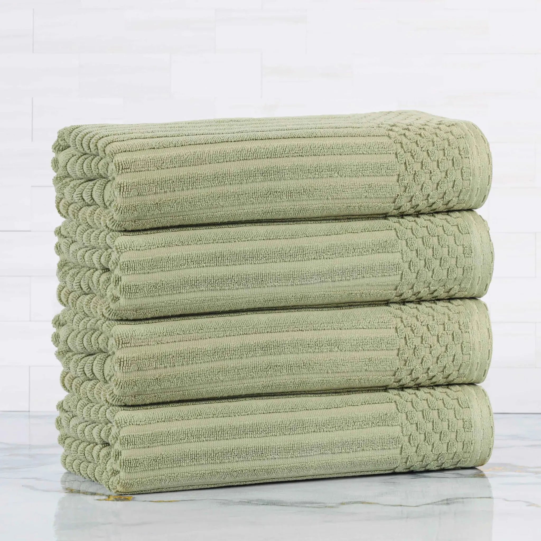 Ribbed Cotton Absorbent Bath Towel Set of 4 - Bath Towel by Superior Brand