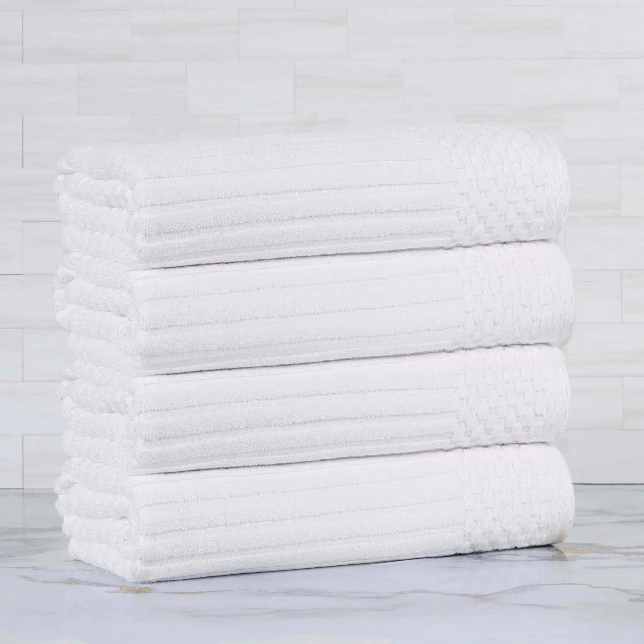 Soho Ribbed Cotton Absorbent Bath Towel Set of 4 - Bath Towel by Superior Brand