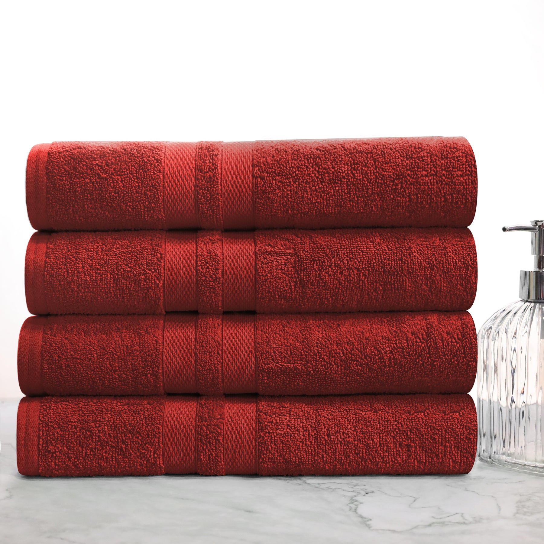 Superior Ultra Soft Cotton Absorbent Solid Bath Towel (Set of 4) -  Maroon