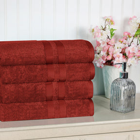 Superior Ultra Soft Cotton Absorbent Solid Bath Towel (Set of 4)-Maroon