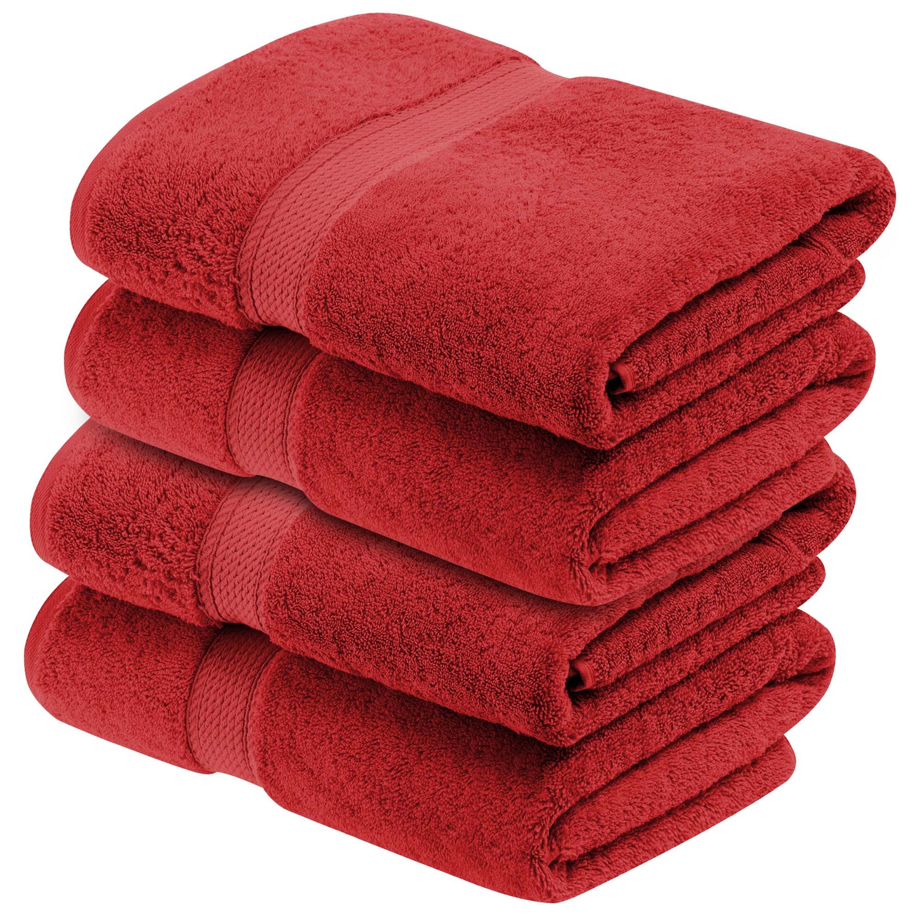 Superior Egyptian Cotton Plush Heavyweight Absorbent Luxury Soft Bath Towel - Red