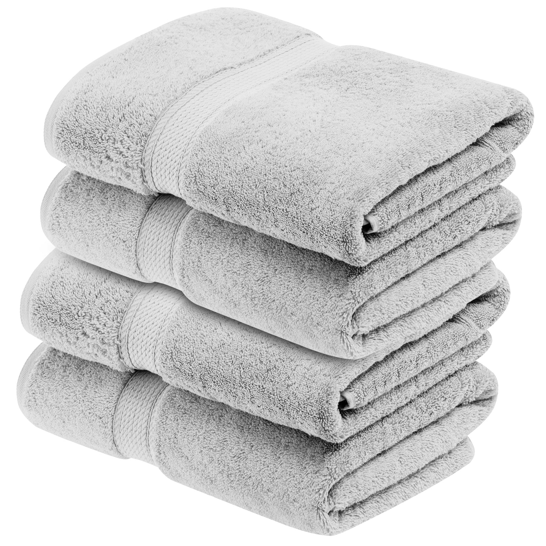 Superior Egyptian Cotton Plush Heavyweight Absorbent Luxury Soft Bath Towel - Silver