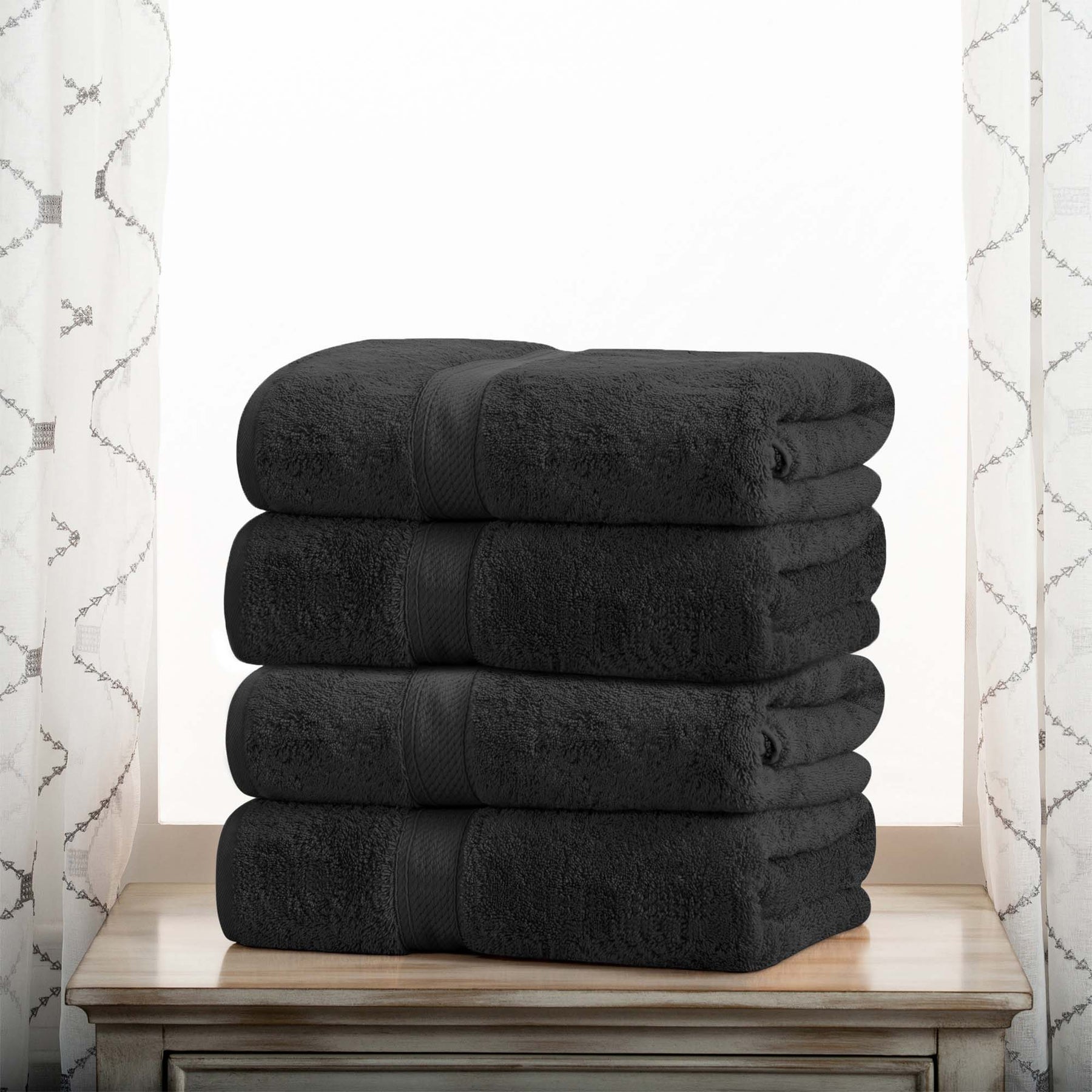 Superior Egyptian Cotton Plush Heavyweight Absorbent Luxury Soft Bath Towel - Black