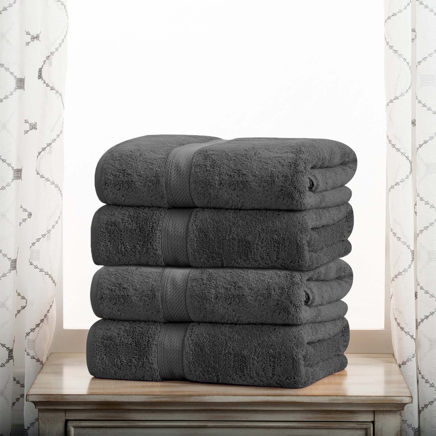 Superior Egyptian Cotton Plush Heavyweight Absorbent Luxury Soft Bath Towel - Charcoal