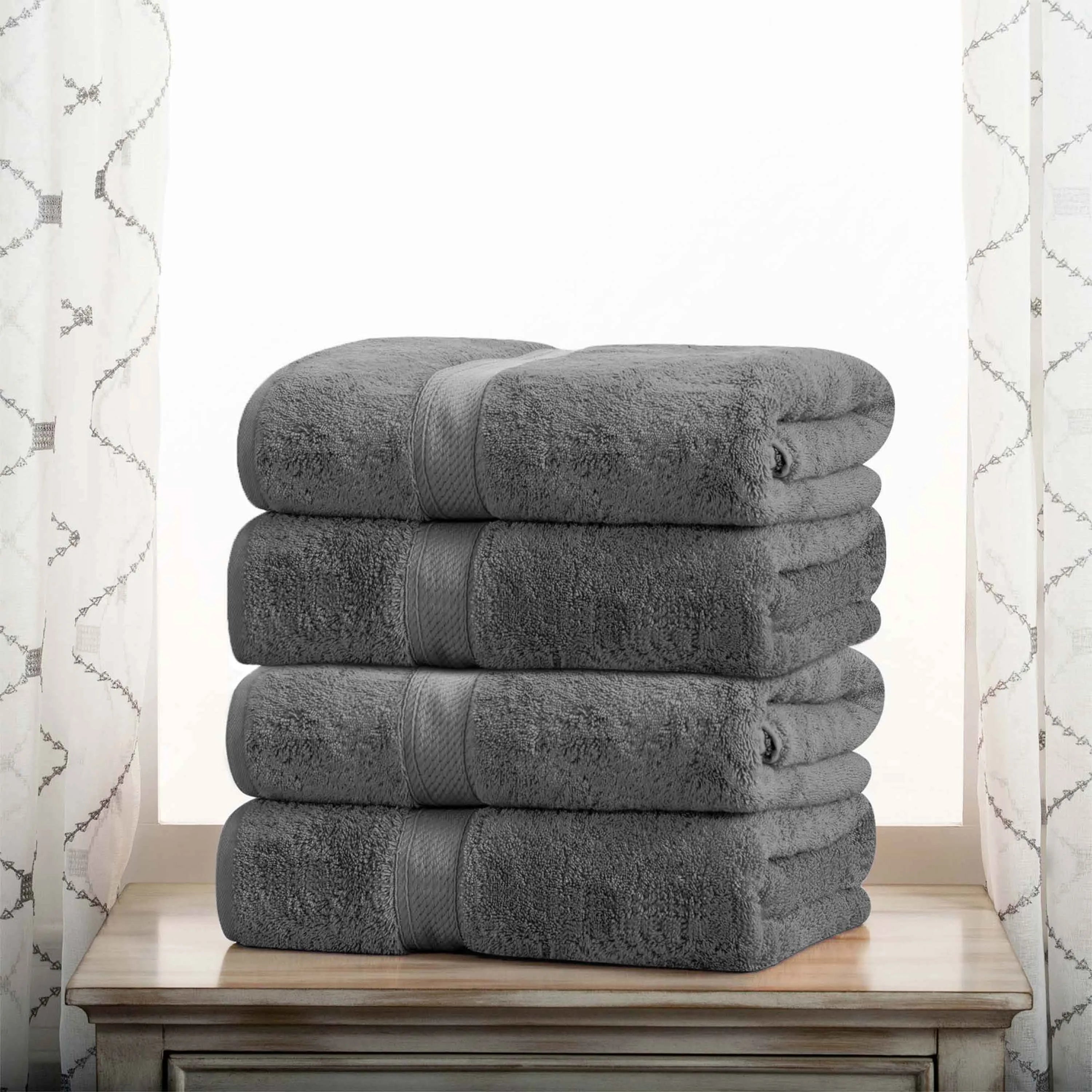 Egyptian Cotton Plush Heavyweight Bath Towel Set of 4 - Egyptian Cotton Bath Towel by Superior Brand
