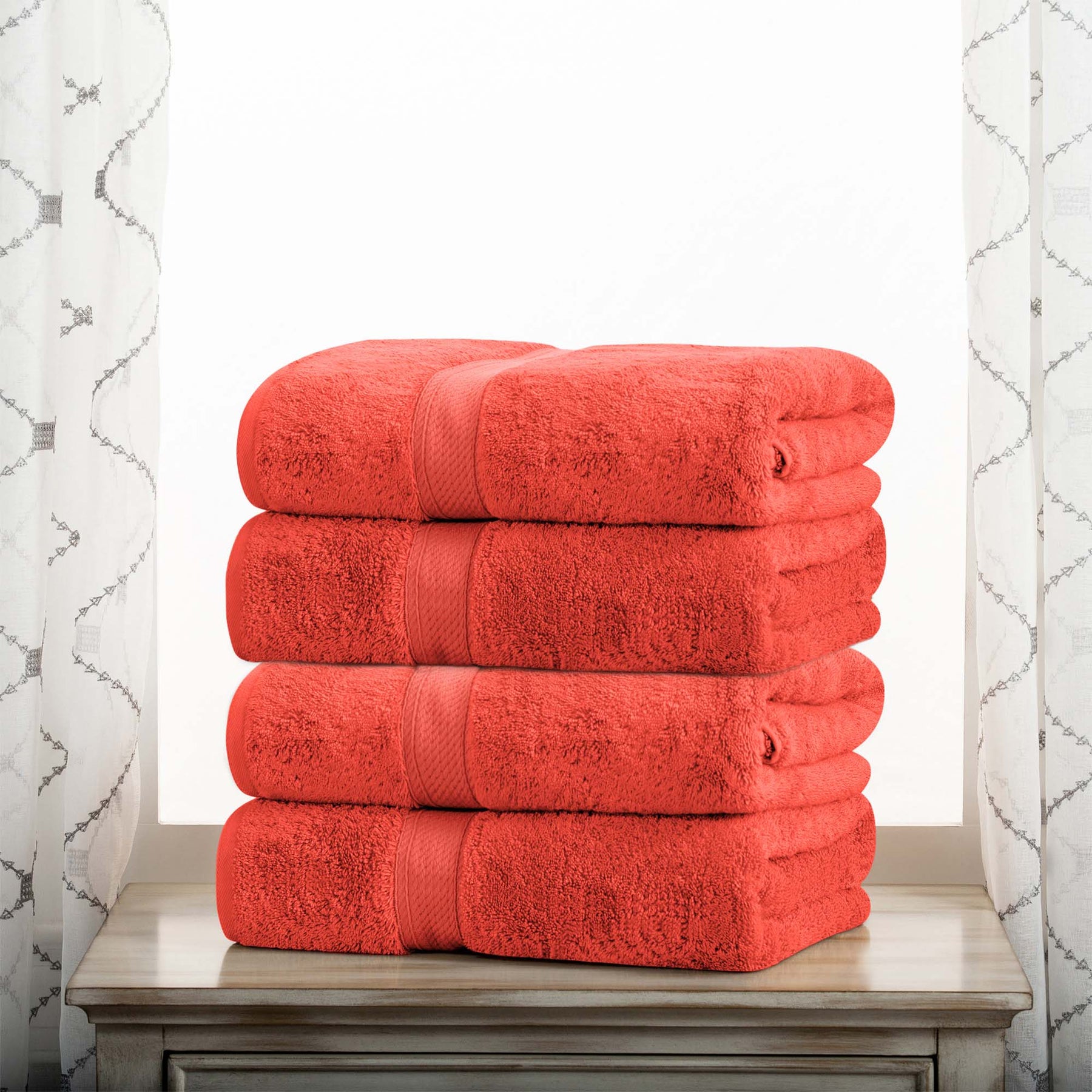 Superior Egyptian Cotton Plush Heavyweight Absorbent Luxury Soft Bath Towel - Coral