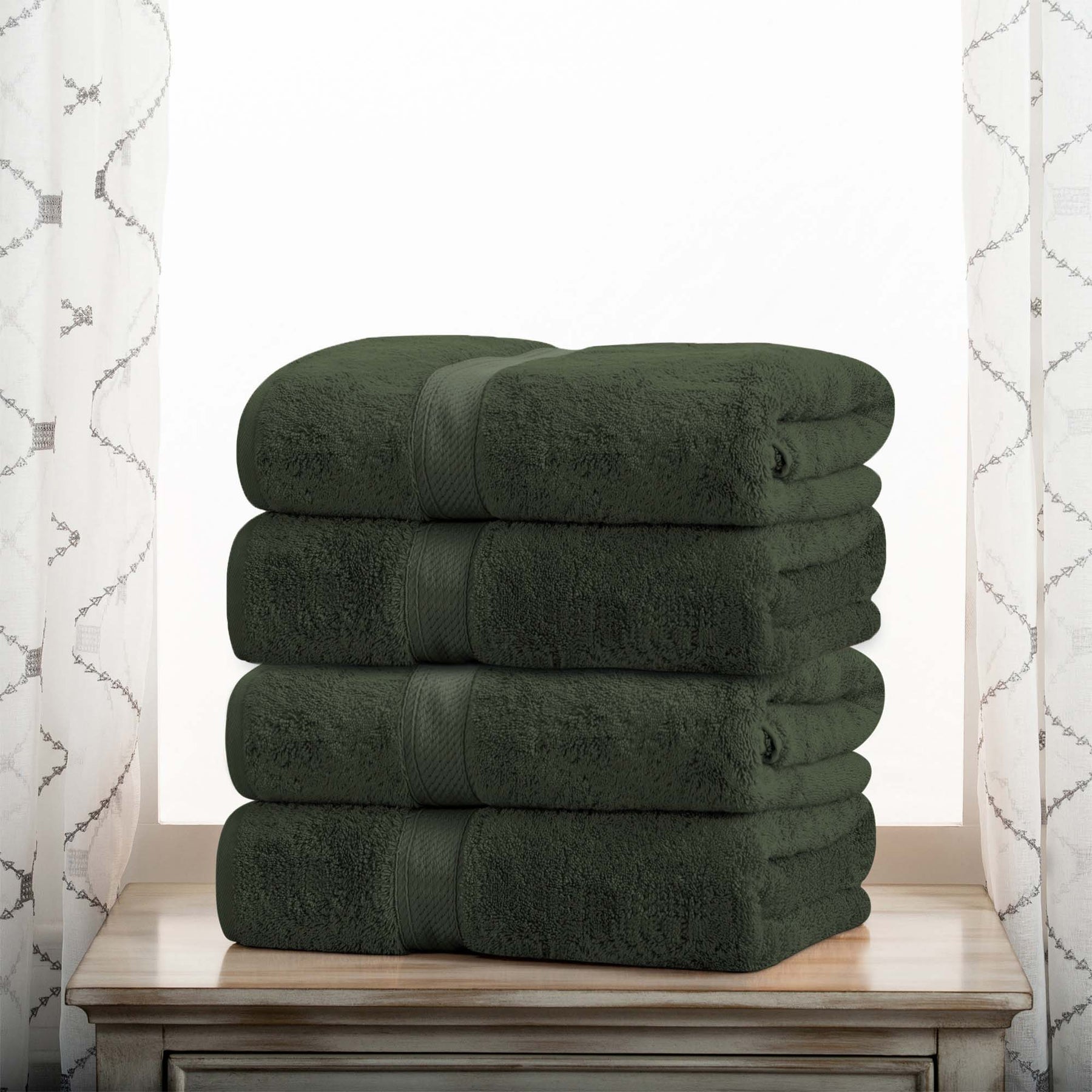 Superior Egyptian Cotton Plush Heavyweight Absorbent Luxury Soft Bath Towel - Hunter Green