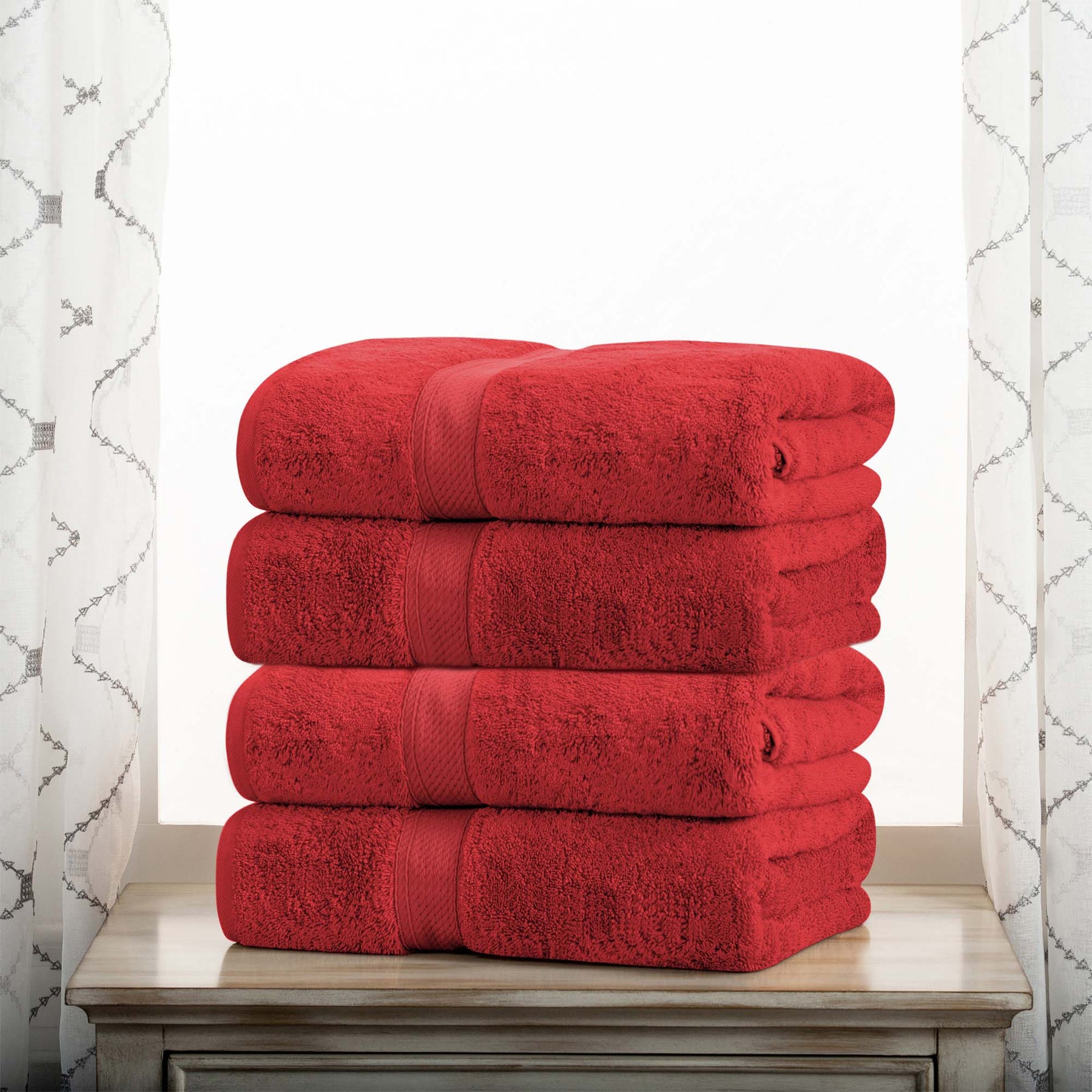 Superior Egyptian Cotton Plush Heavyweight Absorbent Luxury Soft Bath Towel  - Red