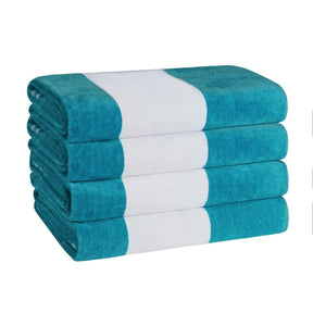 Superior Cabana Stripe Oversized Cotton Beach Towel Set Of 2,4,6 - Turquoise