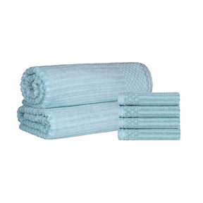 Superior Soho Ribbed Textured Cotton Ultra-Absorbent Hand Towel and Bath Sheet Set